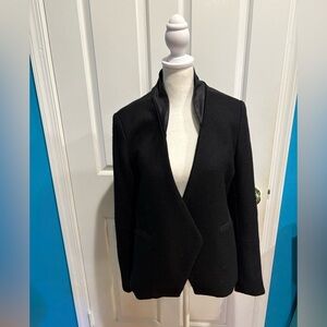 Wyatt Collection vintage wool vegan leather open ha jet M black